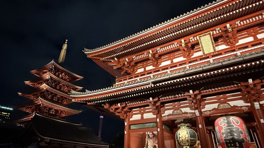 Senso-ji temple at night 